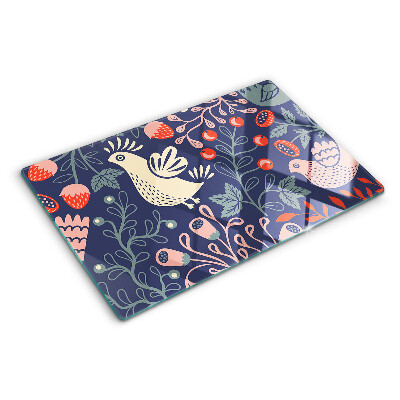 Chopping board Birds and Fruits in Folk Style