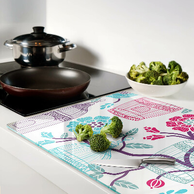 Glass kitchen board Birds and Flower Cages