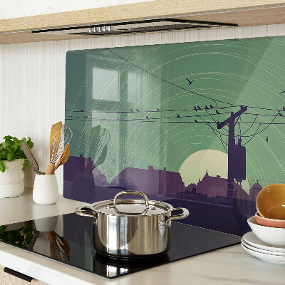 Chopping board glass Birds on electric wires