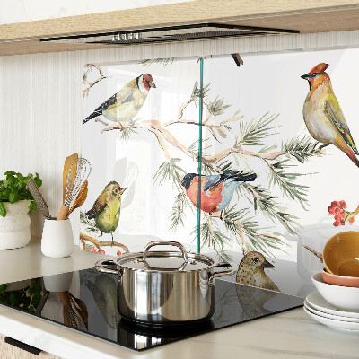 Glass chopping board Birds on fruit-bearing branches