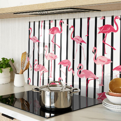 Glass cutting board Flamingos on stripes