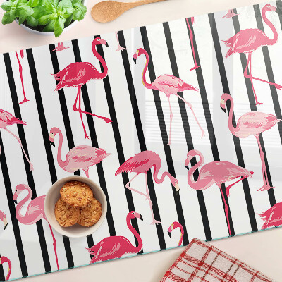 Glass cutting board Flamingos on stripes