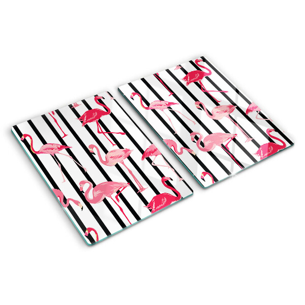 Glass cutting board Flamingos on stripes