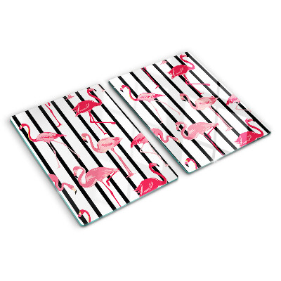 Glass cutting board Flamingos on stripes