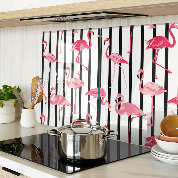 Glass cutting board Flamingos on stripes
