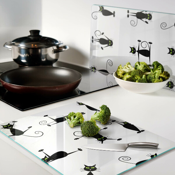 Chopping board Black cats with green eyes