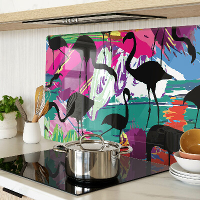 Cutting board Flamingos on a colorful background