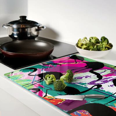 Cutting board Flamingos on a colorful background