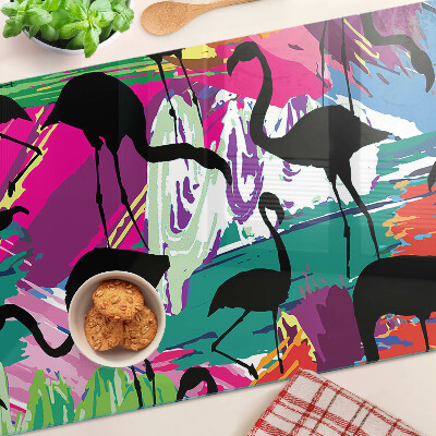 Cutting board Flamingos on a colorful background