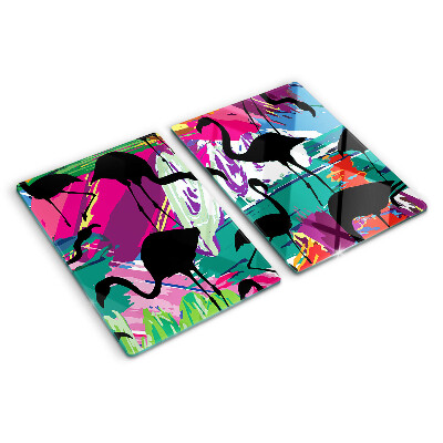 Cutting board Flamingos on a colorful background