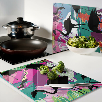 Cutting board Flamingos on a colorful background