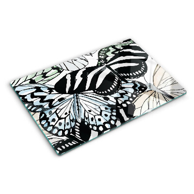 Glass chopping board Butterfly motif in various colors
