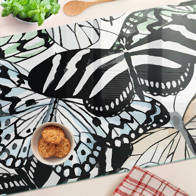 Glass chopping board Butterfly motif in various colors