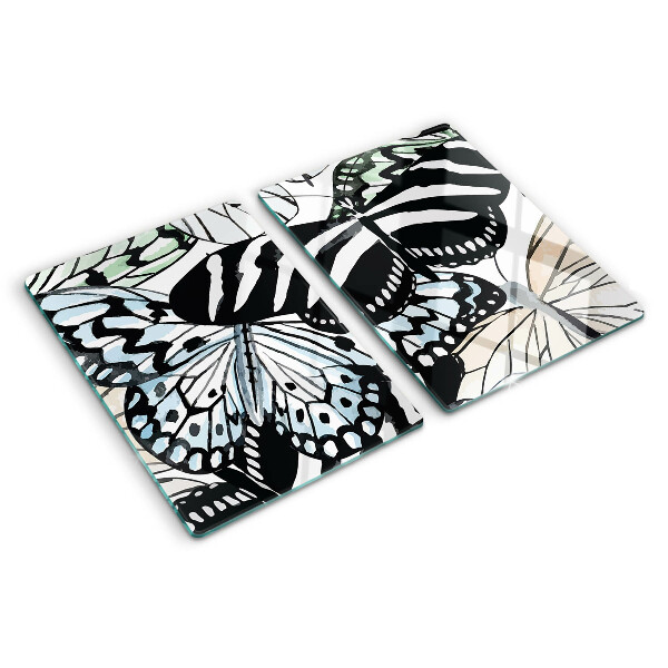 Glass chopping board Butterfly motif in various colors