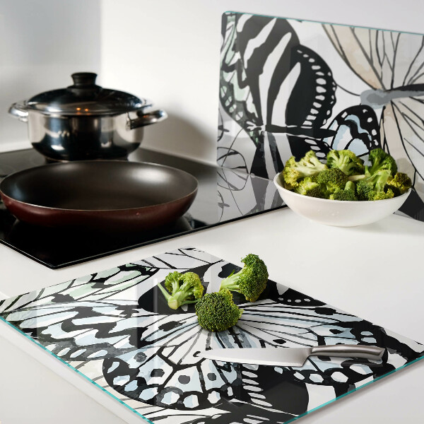 Glass chopping board Butterfly motif in various colors