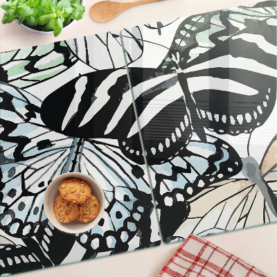 Glass chopping board Butterfly motif in various colors