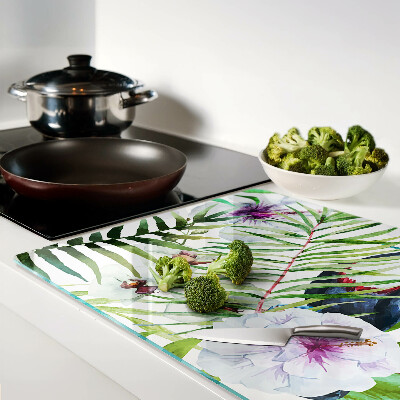 Glass cutting board Tropical motif with birds and plants
