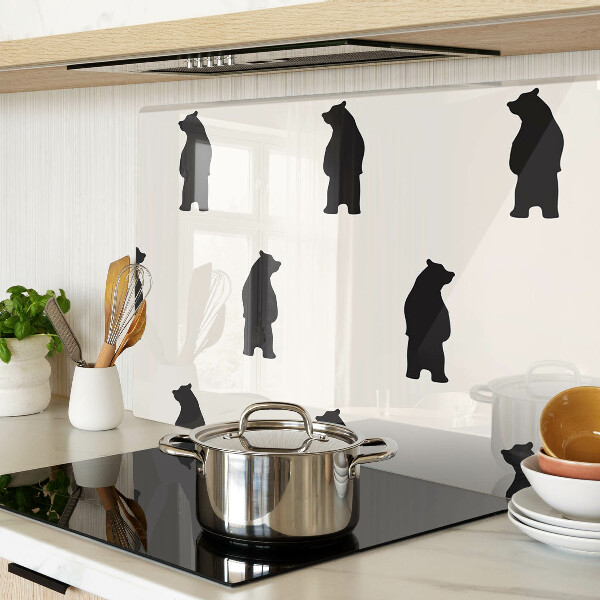 Glass kitchen board Silhouettes of bears