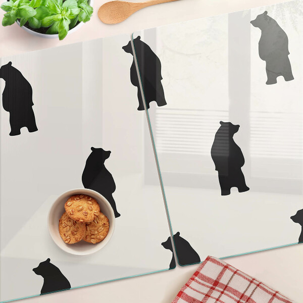 Glass kitchen board Silhouettes of bears