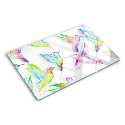 Chopping board Hummingbirds in watercolor style