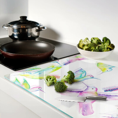 Chopping board Hummingbirds in watercolor style