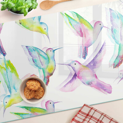 Chopping board Hummingbirds in watercolor style