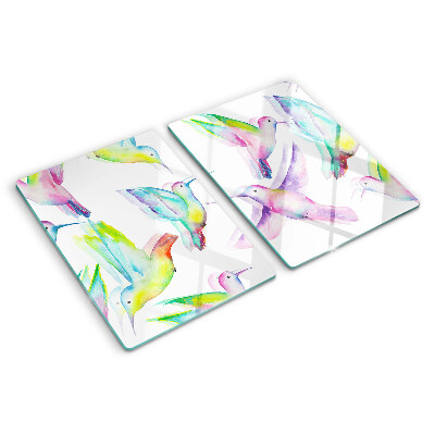 Chopping board Hummingbirds in watercolor style