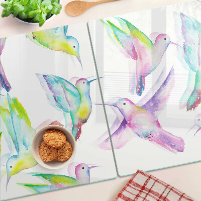 Chopping board Hummingbirds in watercolor style
