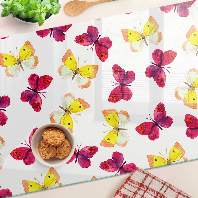 Cutting board Butterfly motif in spring colors