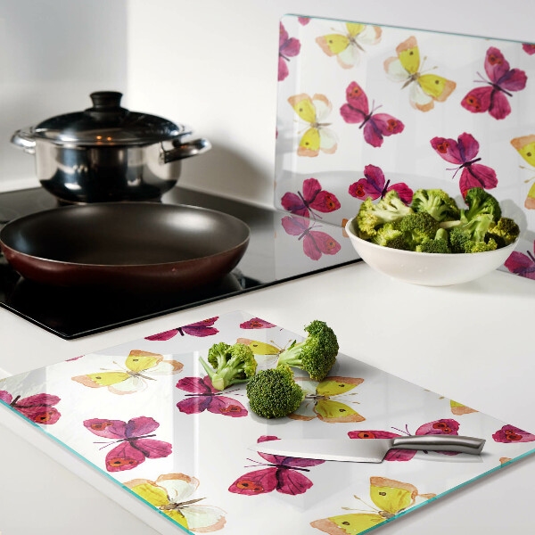 Cutting board Butterfly motif in spring colors