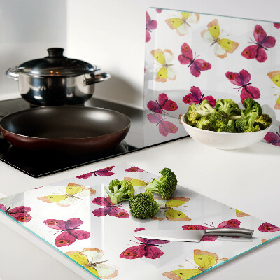 Cutting board Butterfly motif in spring colors
