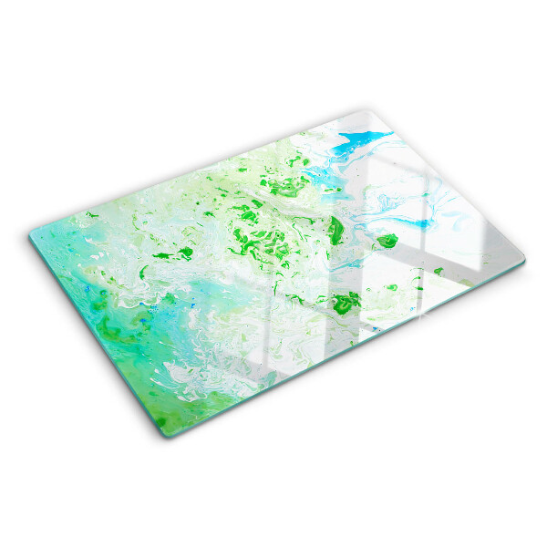 Glass chopping board Abstract swirls in green and blue