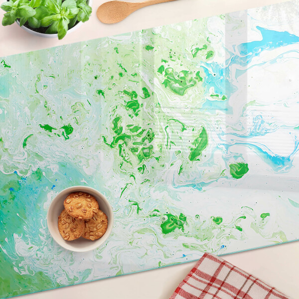 Glass chopping board Abstract swirls in green and blue