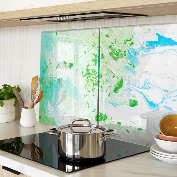 Glass chopping board Abstract swirls in green and blue