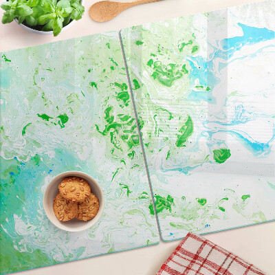 Glass chopping board Abstract swirls in green and blue