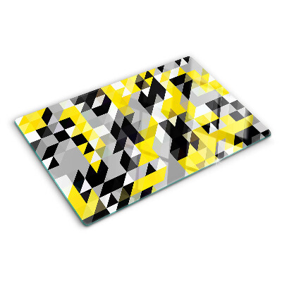 Glass cutting board Geometry in shades of yellow and black
