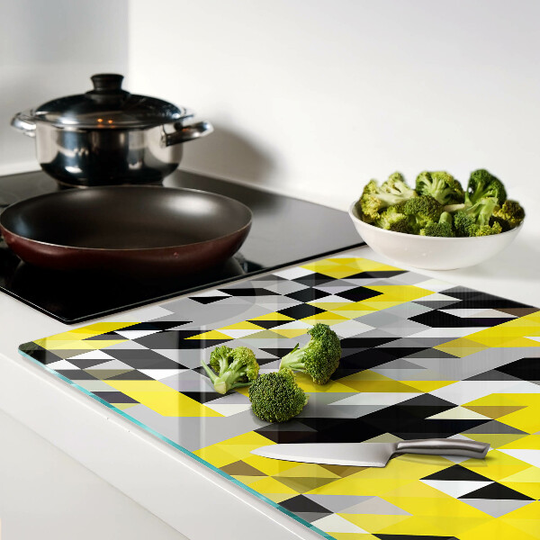 Glass cutting board Geometry in shades of yellow and black