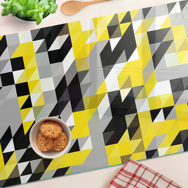 Glass cutting board Geometry in shades of yellow and black