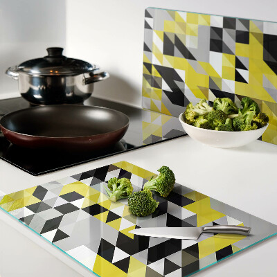 Glass cutting board Geometry in shades of yellow and black