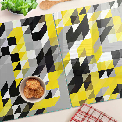 Glass cutting board Geometry in shades of yellow and black