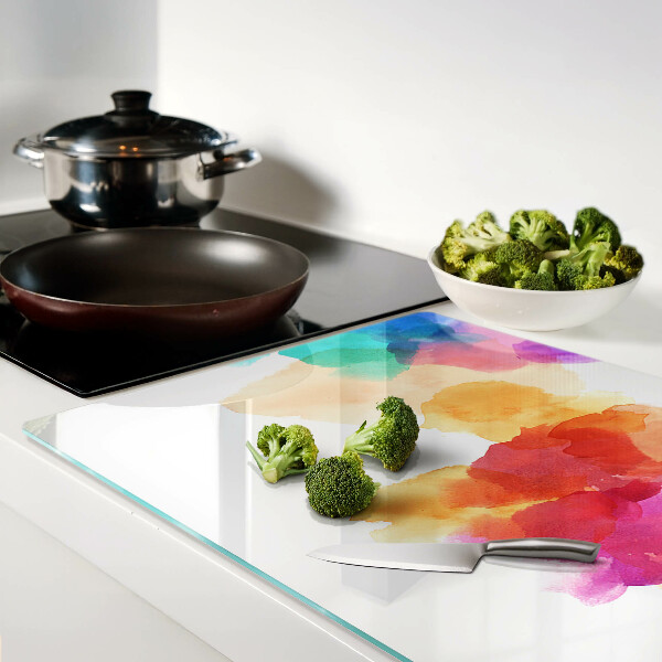 Chopping board Colorful watercolor stains