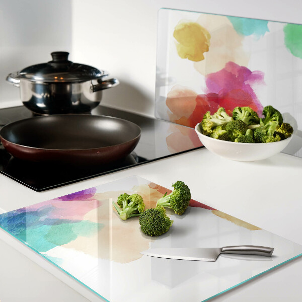 Chopping board Colorful watercolor stains