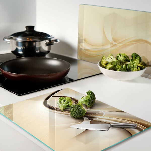 Cutting board Abstract waves in shades of beige