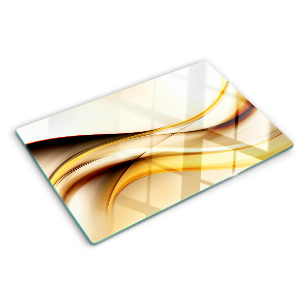 Glass chopping board Abstract waves in shades of gold