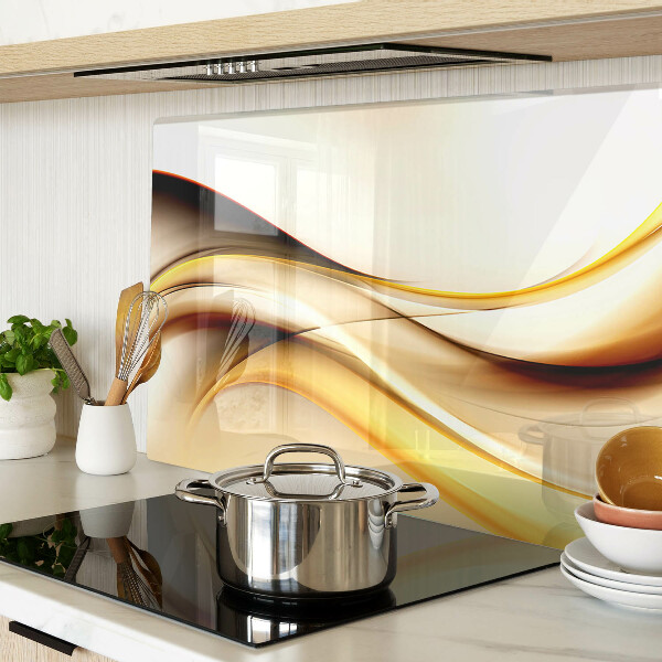 Glass chopping board Abstract waves in shades of gold