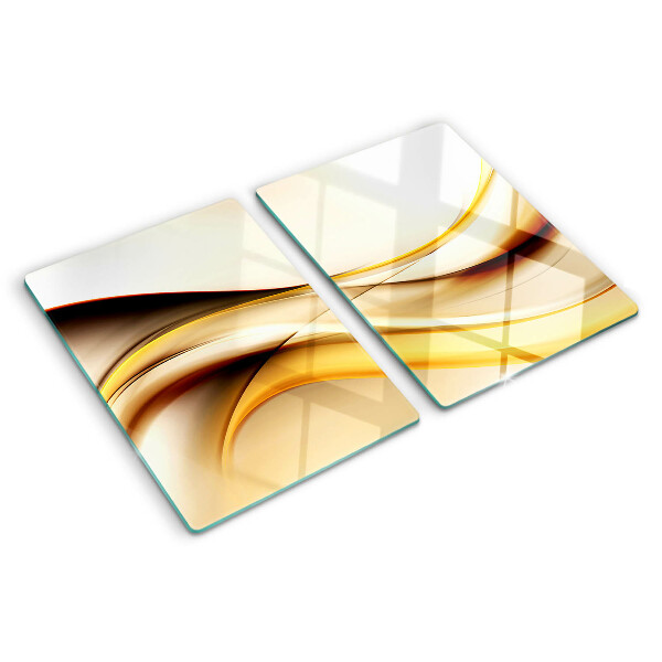 Glass chopping board Abstract waves in shades of gold