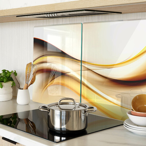 Glass chopping board Abstract waves in shades of gold