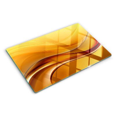 Glass cutting board Waves in shades of gold