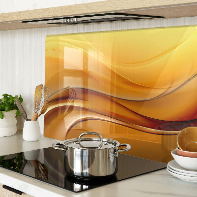Glass cutting board Waves in shades of gold
