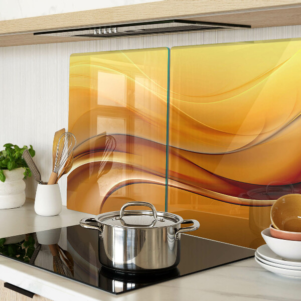 Glass cutting board Waves in shades of gold